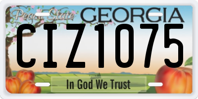 GA license plate CIZ1075
