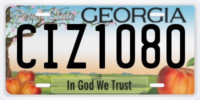 GA license plate CIZ1080