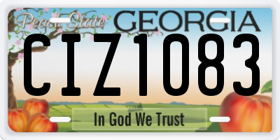 GA license plate CIZ1083