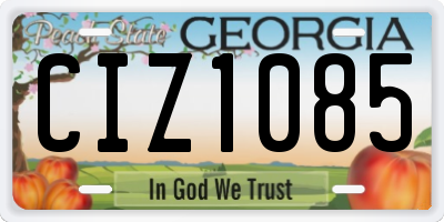 GA license plate CIZ1085
