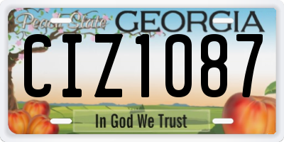 GA license plate CIZ1087