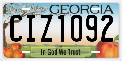 GA license plate CIZ1092