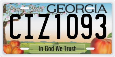 GA license plate CIZ1093