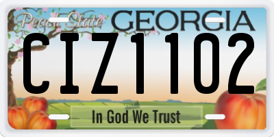 GA license plate CIZ1102