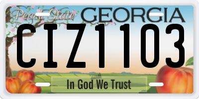 GA license plate CIZ1103