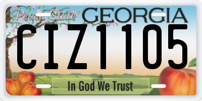 GA license plate CIZ1105