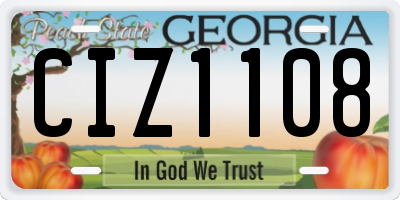 GA license plate CIZ1108