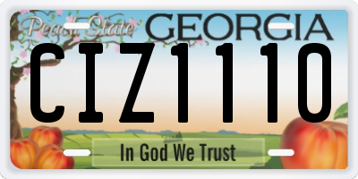 GA license plate CIZ1110