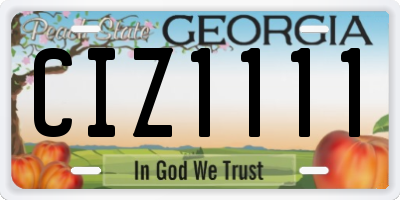 GA license plate CIZ1111