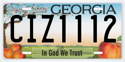 GA license plate CIZ1112