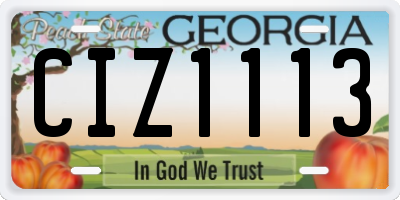 GA license plate CIZ1113