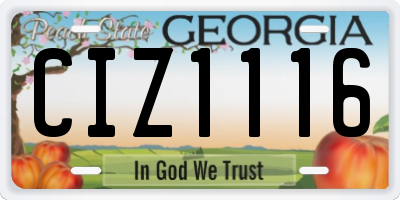 GA license plate CIZ1116