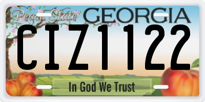 GA license plate CIZ1122