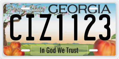 GA license plate CIZ1123