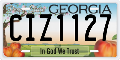 GA license plate CIZ1127