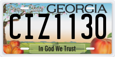 GA license plate CIZ1130