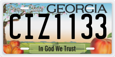 GA license plate CIZ1133