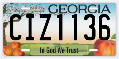 GA license plate CIZ1136