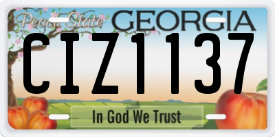 GA license plate CIZ1137