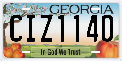 GA license plate CIZ1140