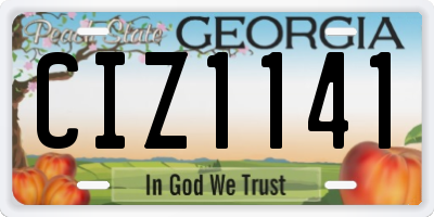 GA license plate CIZ1141