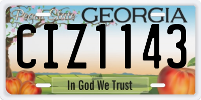 GA license plate CIZ1143