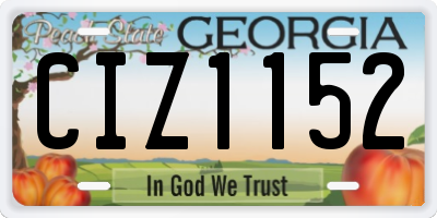 GA license plate CIZ1152