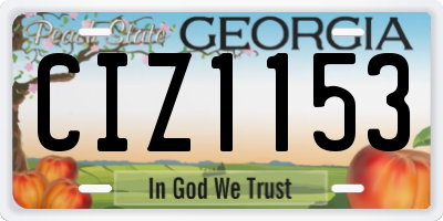 GA license plate CIZ1153