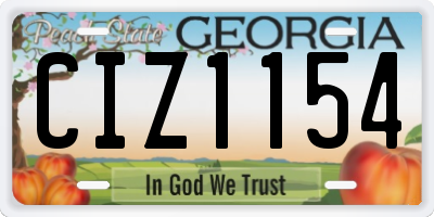 GA license plate CIZ1154