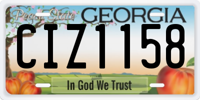 GA license plate CIZ1158