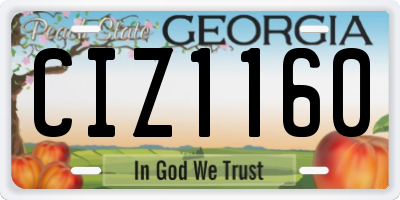 GA license plate CIZ1160