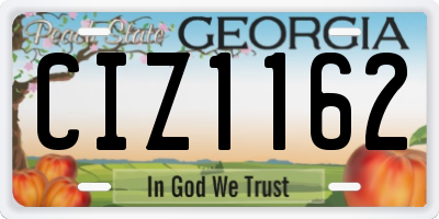 GA license plate CIZ1162