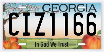 GA license plate CIZ1166