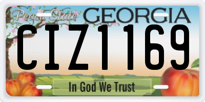 GA license plate CIZ1169
