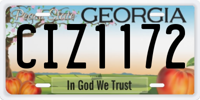 GA license plate CIZ1172