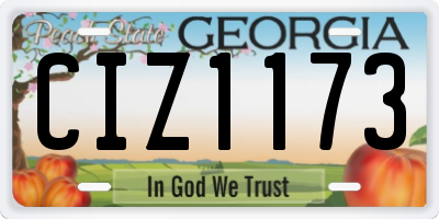 GA license plate CIZ1173