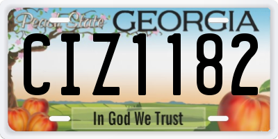 GA license plate CIZ1182