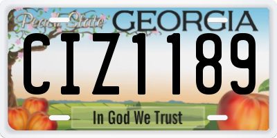 GA license plate CIZ1189