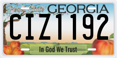 GA license plate CIZ1192