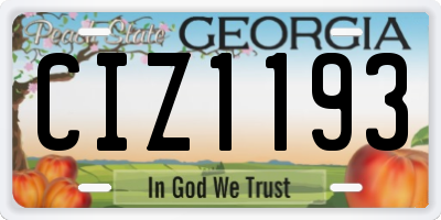 GA license plate CIZ1193