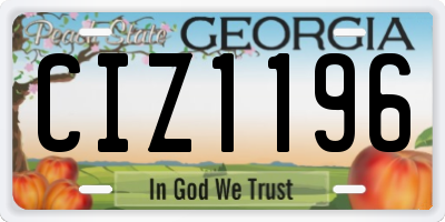 GA license plate CIZ1196