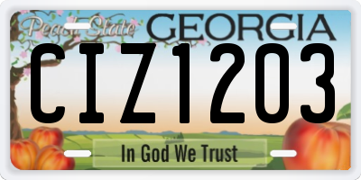 GA license plate CIZ1203