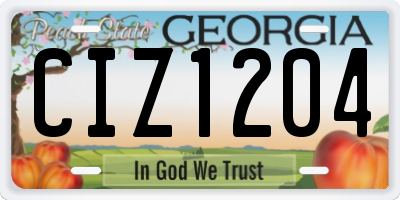 GA license plate CIZ1204