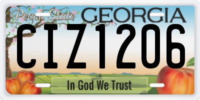 GA license plate CIZ1206