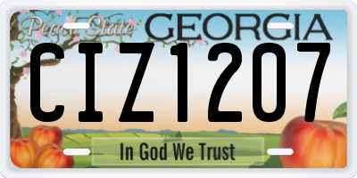 GA license plate CIZ1207