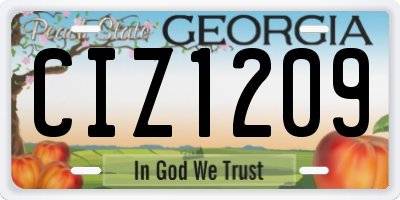 GA license plate CIZ1209