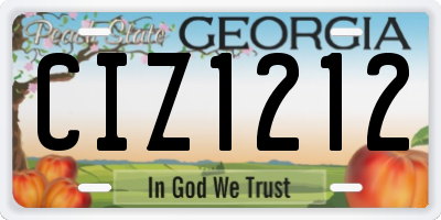 GA license plate CIZ1212