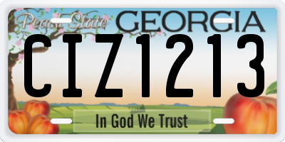 GA license plate CIZ1213