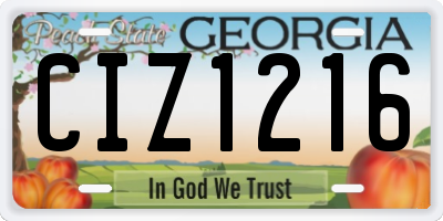 GA license plate CIZ1216