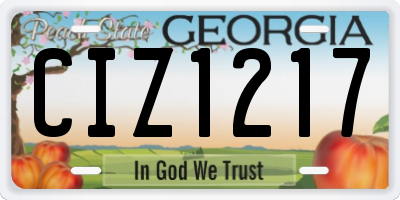 GA license plate CIZ1217